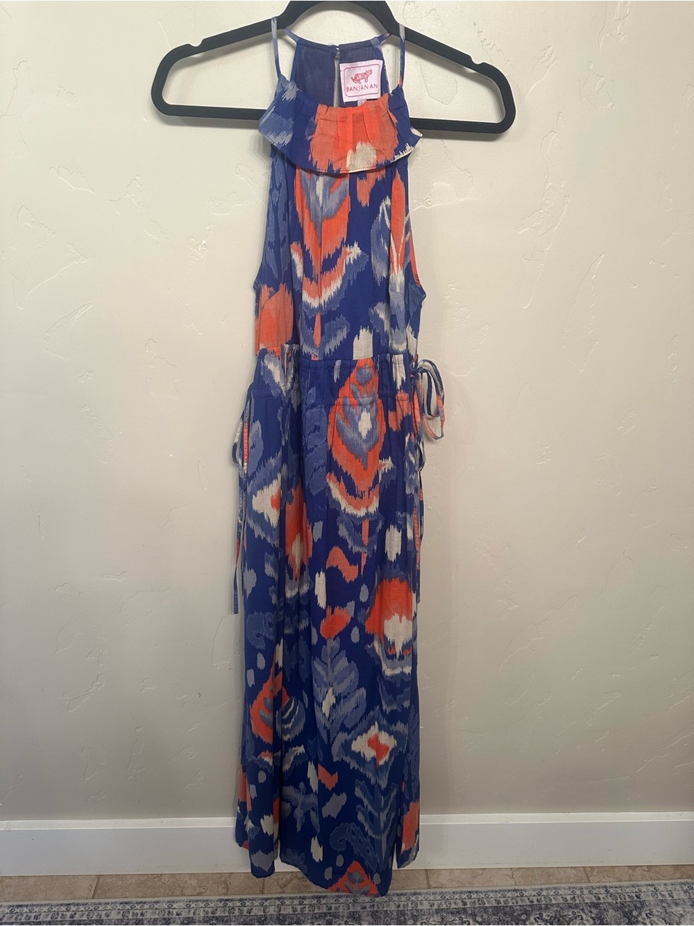 NWT Banjanan Blue and Orange  Printed Maxi Dress